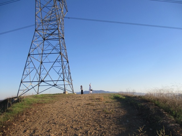 walking on campus at sunset